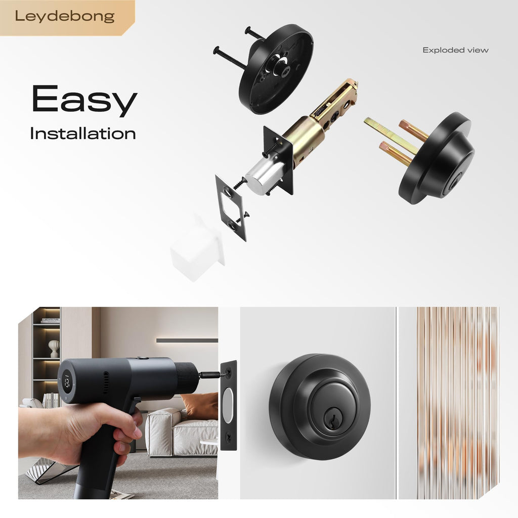 Crystal Glass Passage Door Knob and Single Cylinder Deadbolt Combo Set