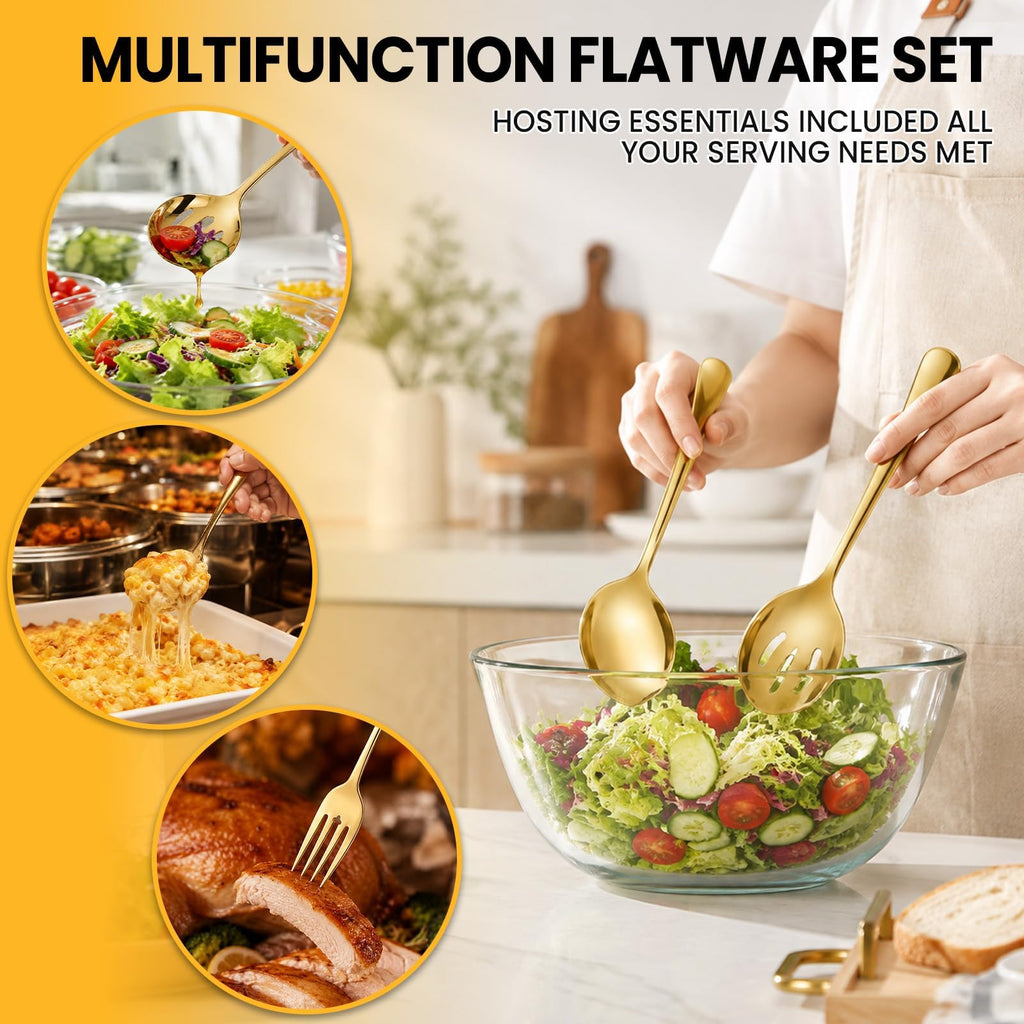 Gold Serving Utensils Set, Serving Spoons for Buffet