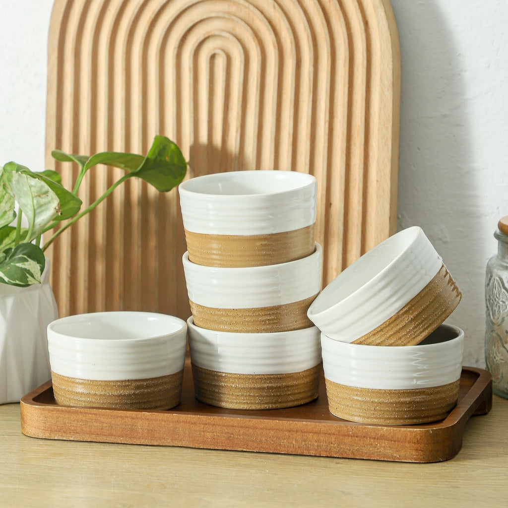 6 OZ for Creme Brulee Oven Safe, Ceramic Souffle Cups Set of 6, Small Dipping Sauce Cups for