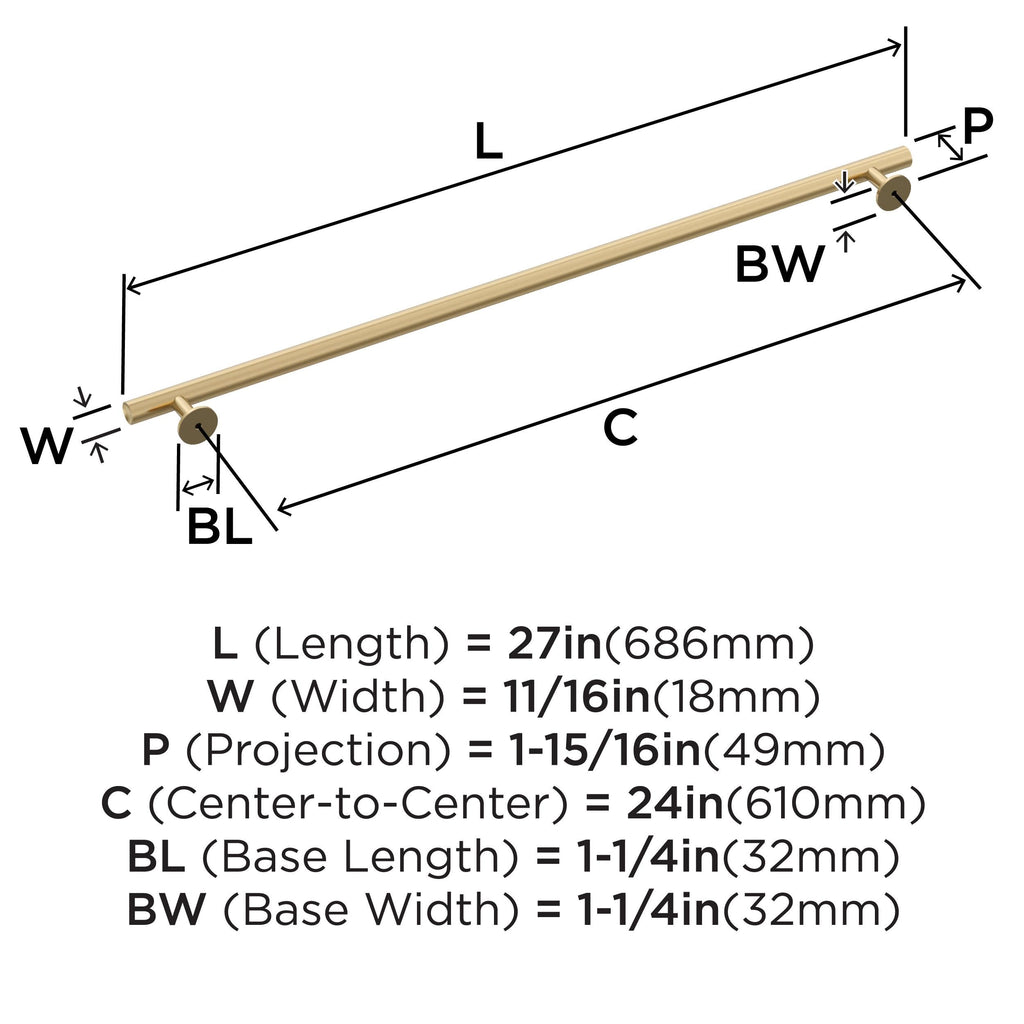 24" Radius Champagne Bronze Appliance Pull