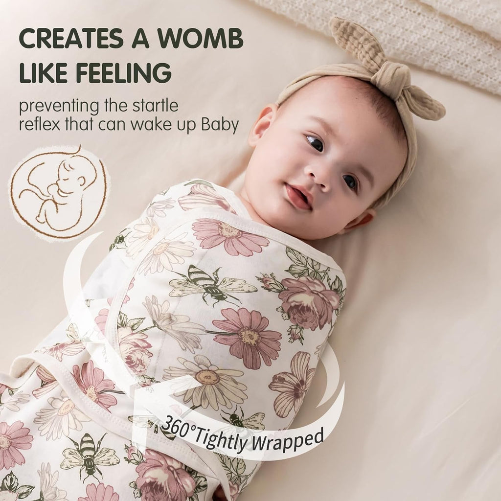 Baby Swaddle Wrap, Swaddle Blanket for and Infant, Adjustable Swaddling Set for Boy and Girl, Soft Cotton