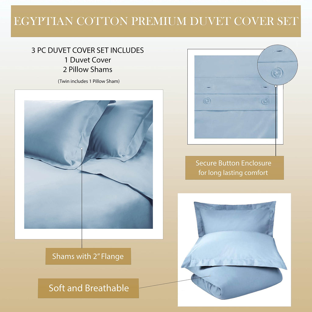 Egyptian Cotton Solid Duvet Cover, Twin, White