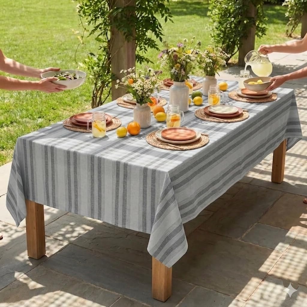 Tablecloth Cotton Tabletop 60x102 (8-10 Seats) CurtisStripes