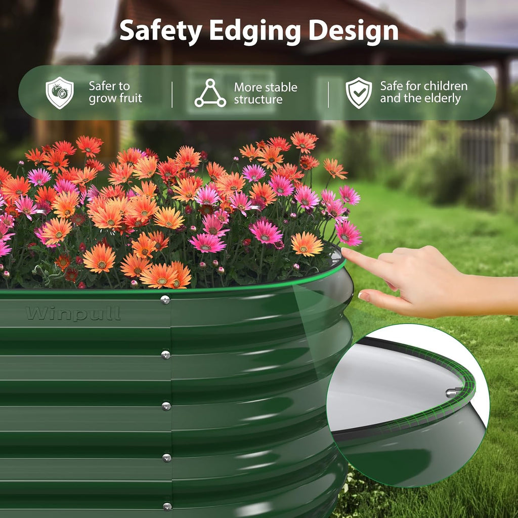 8x2x1.5 ft Galvanized Steel Raised Garden Bed, Raised Garden Bed Kit, Galvanized Planter Box Outdoor, 18" Tall Oval