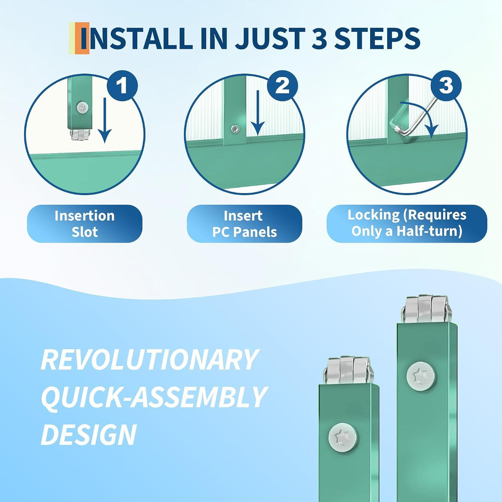 6 x 9 ft Outdoor Polycarbonate Greenhouse Kit, Heavy Duty Greenhouse with Reinforced Aluminum Frame, Adjustable Roof
