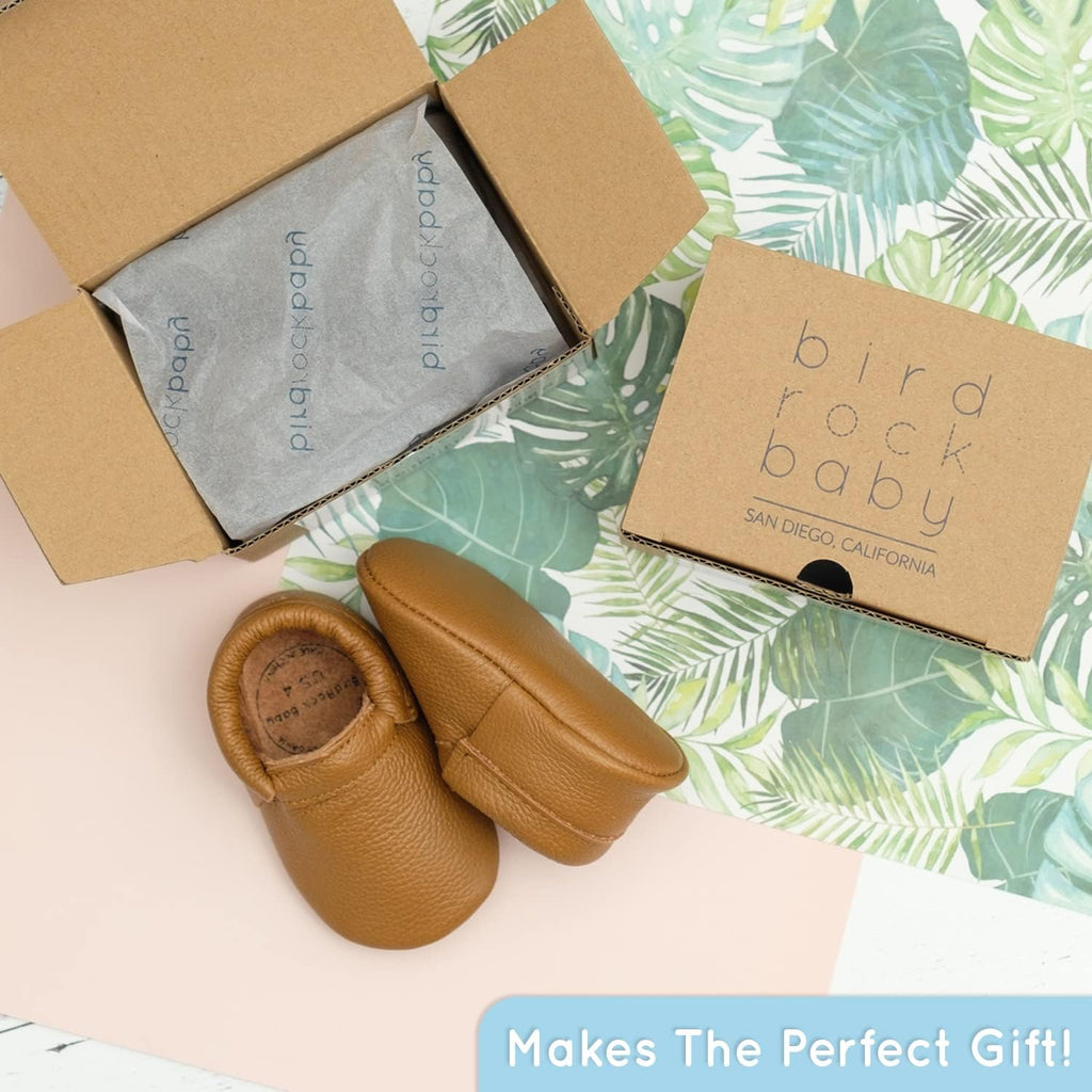 Fringeless Moccasins - Genuine Leather Boys and Girls Shoes for Newborns, Infants, Babies, Toddlers