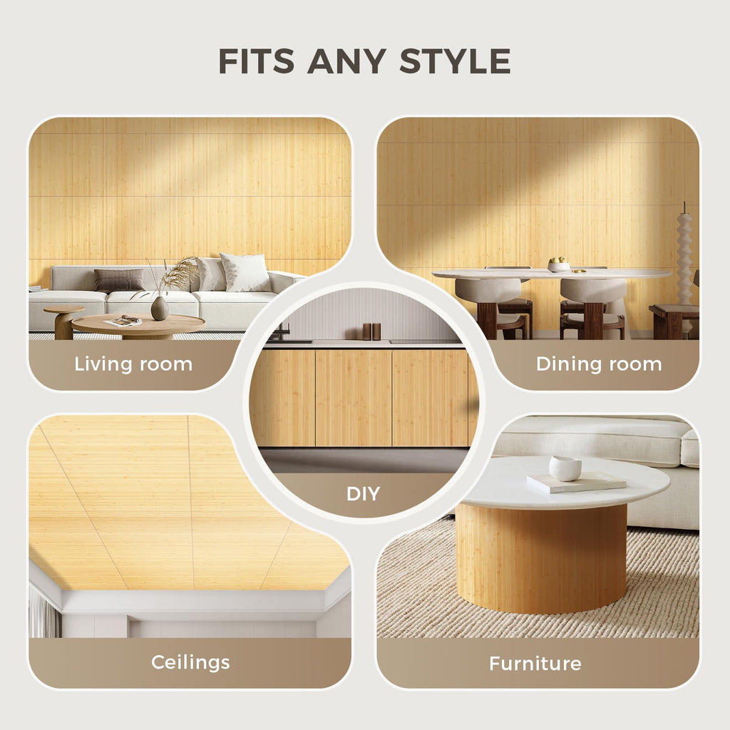 1 Pack 96x24 Inch Natural Bamboo Wall Panel