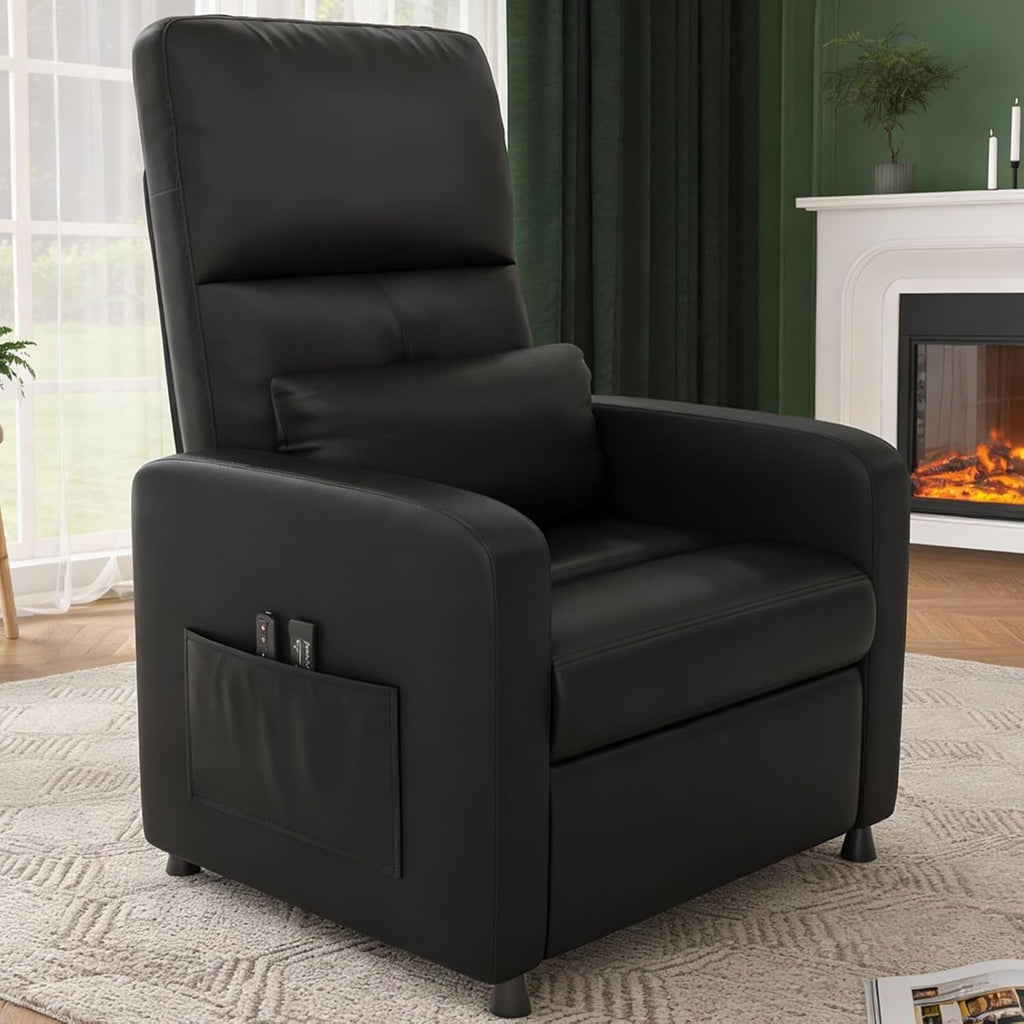 Power Recliner Chair, Adjustable Electric Recliner Ergonomic Overstuffed PU Leather Single Sofa, Tall Back, Padded