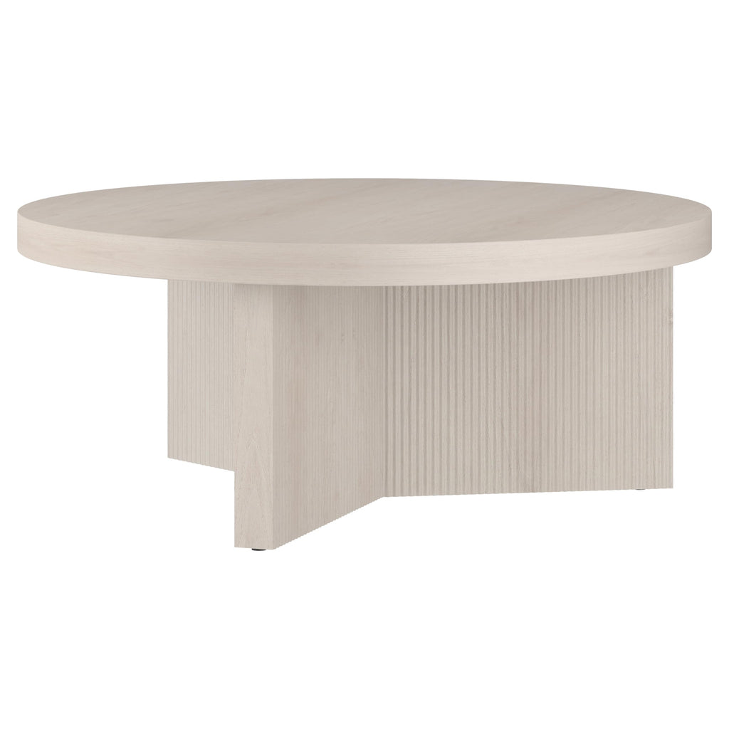 36" Scandinavian Fluted Coffee Table, Beech White