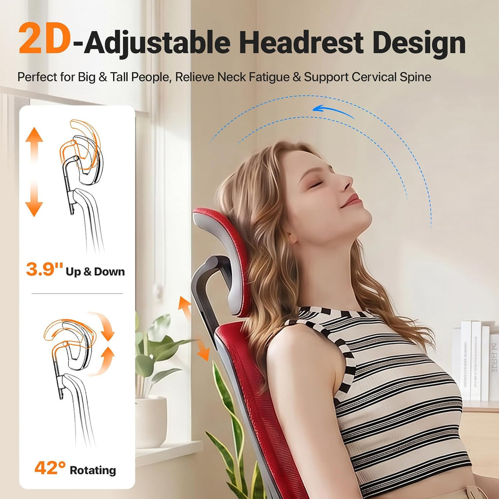 Ergonomic Office Chair Big & Tall Gaming Chair - High-Adjustable Lumbar Support, 4D Armrests, 2D Headrest, 90°~135°