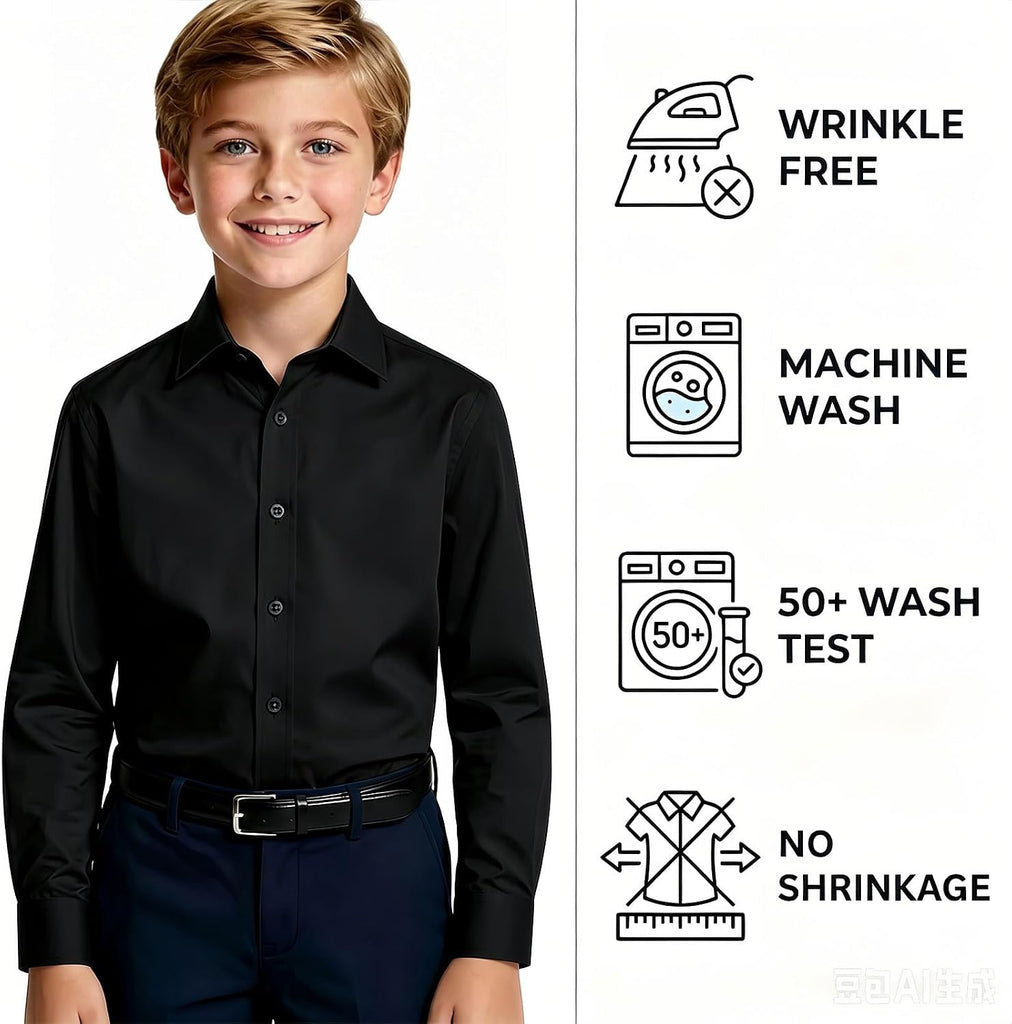 Boys Button Down Shirt Long Sleeve Dress Shirts Way Stretch