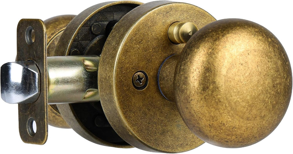 Antique Brass Bronze Door Knob Privacy Door Knobs Interior with Push-Button Vintage Door Knob with Lock and Bathroom