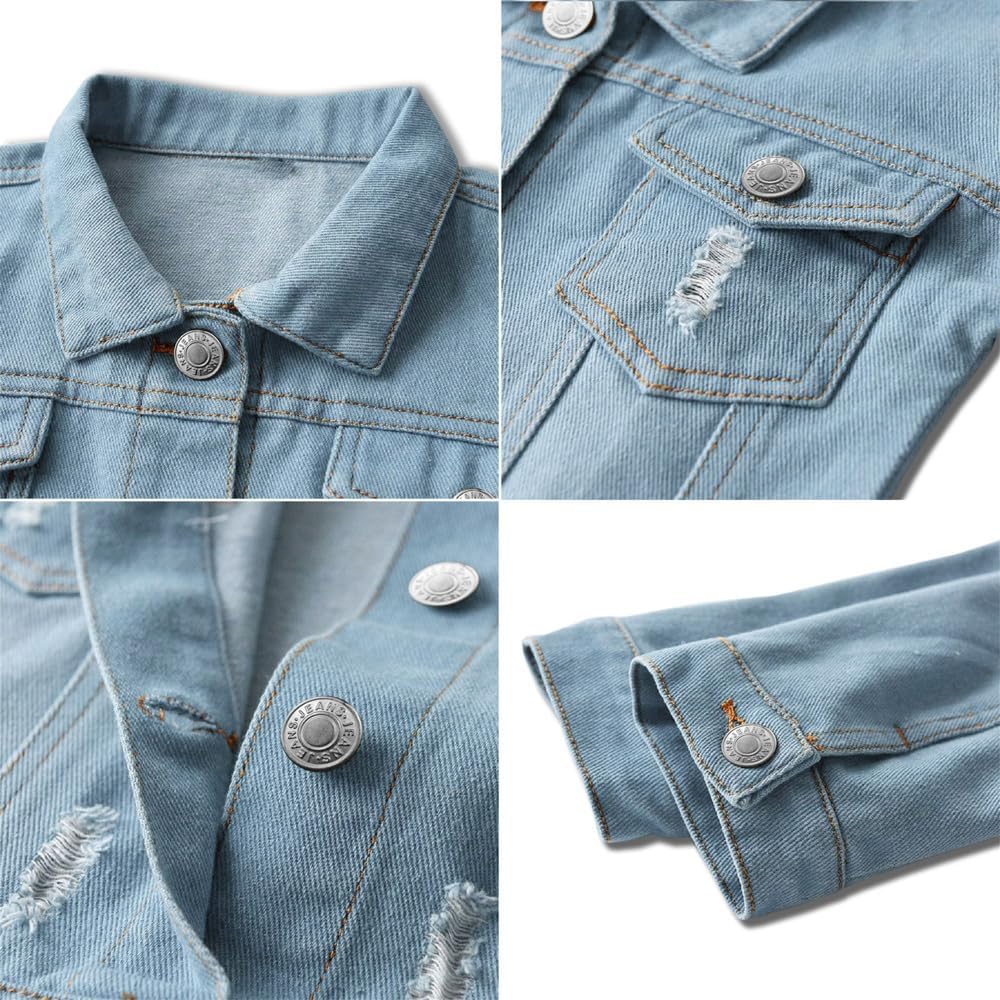 Toddler Jean Jacket for Girls and Boys Long Sleeve Denim Jacket