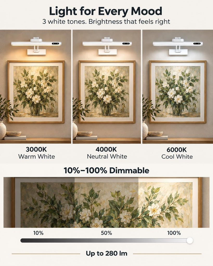 Wireless Picture Light, 16", 4,000mAh Rechargeable Battery, 280lm
