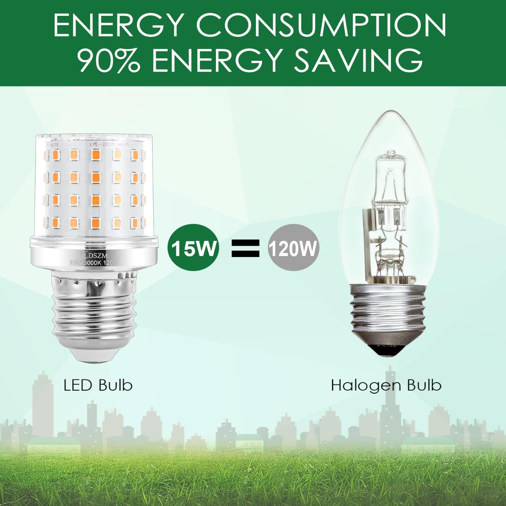Small Light Bulb A15/G45 Shape Size Super Bright 15W led Corn Bulbs 120 Watt Equivalent 1200lm Warm White 3000K