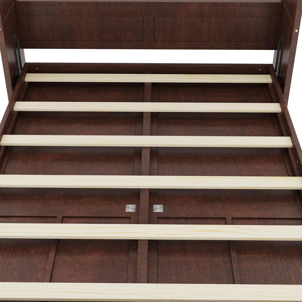 Full Murphy Bed,Modern Hidden Murphy Wall Chest Beds with Space-Saving Design,84.1" Wood Murphy Wall Bed Cabinet with