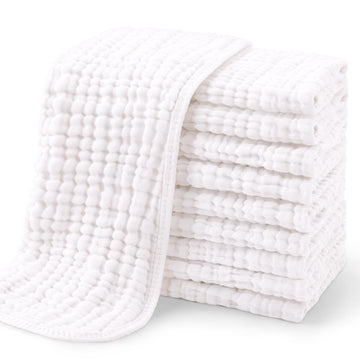 Muslin Burp Cloths for Baby 10 Pack 100% Organic Cotton Baby Washcloths for Boys Girls Large 20''X10'' Super Soft and