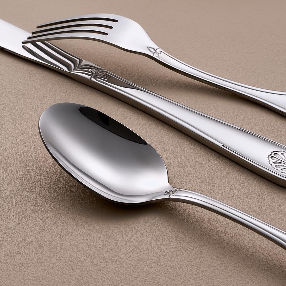 30-Piece Flatware Set Shell Pattern Stainless Steel