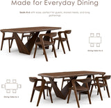Nazaen III 82.5" Mid-Century Modern Solid Wood Live Edge Dining Table with Steel Support, Walnut Finish, Seats 4 - 6