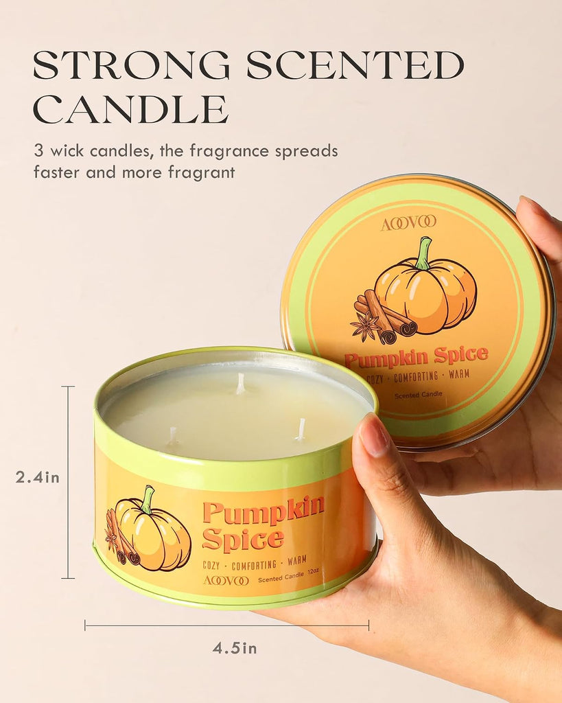 Pumpkin Spice Candle - 12oz Fall Candles Scented Decor - Set of 12