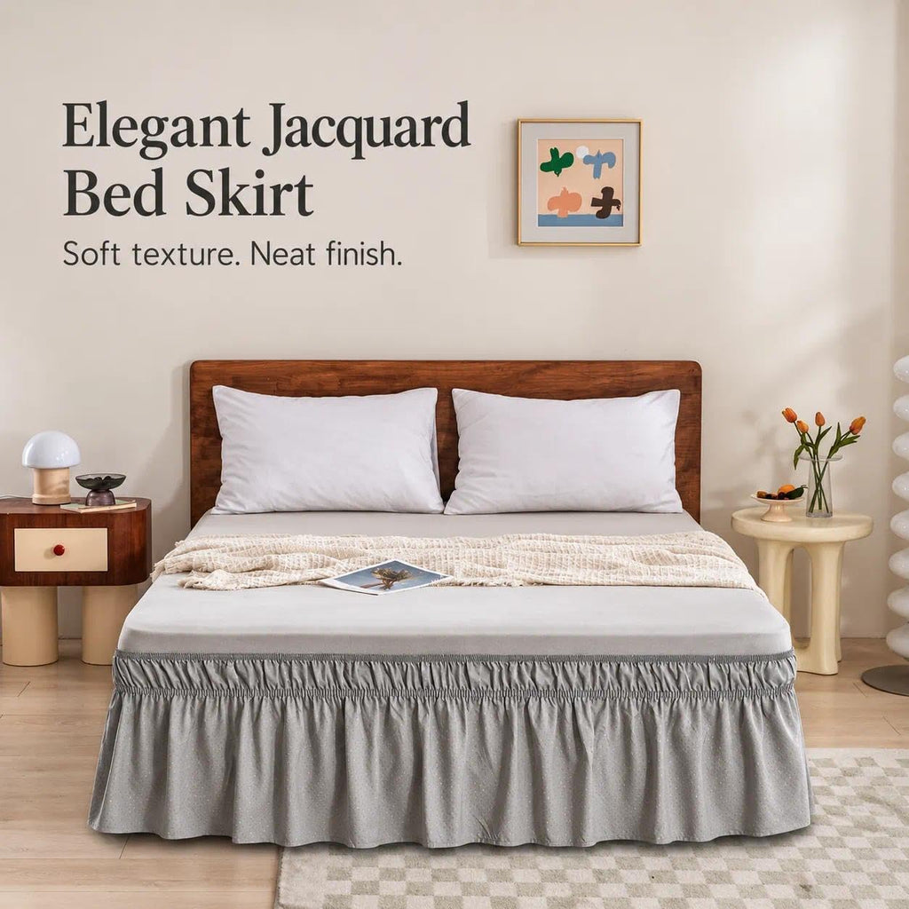 Wrap Around Bed Skirt - Bed Skirt with 18 Inch Drop, Grey