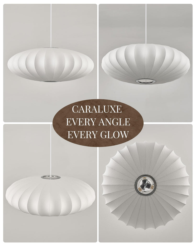 Inspired Nelson Style Lantern Pendant Light White Imitation Silk Bubble Saucer 23.6in