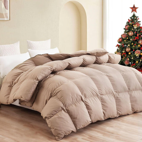 Premium Down Comforter Queen, Luxurious All Season Duvet Insert with Cotton Blended Fabric