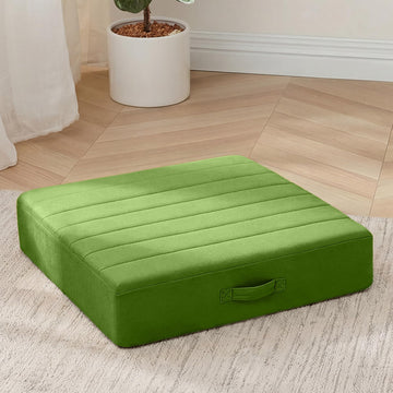 22 Inch Square Floor Pillow for Adults, Green Thick Foam Cushion
