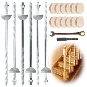 6pcs Wood Newel Post Mounting Kit, Hidden Newel Post Fastener Anchors Post Connect Handrails to Staircase, Newels for