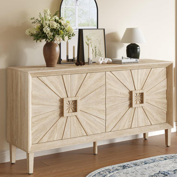 60" Buffet Sideboard Cabinet with Storage Modular Credenza Natural