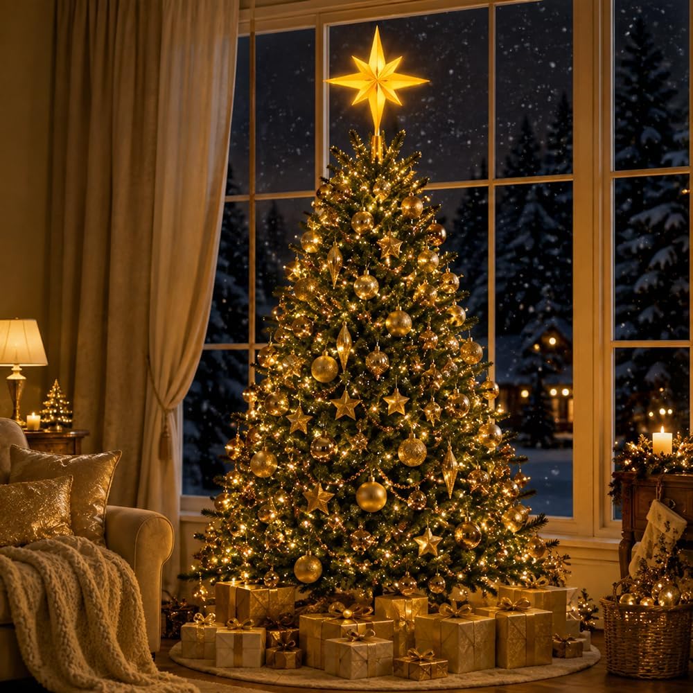 Lighted 3D Printed Christmas Star Tree Topper for Christmas Decor