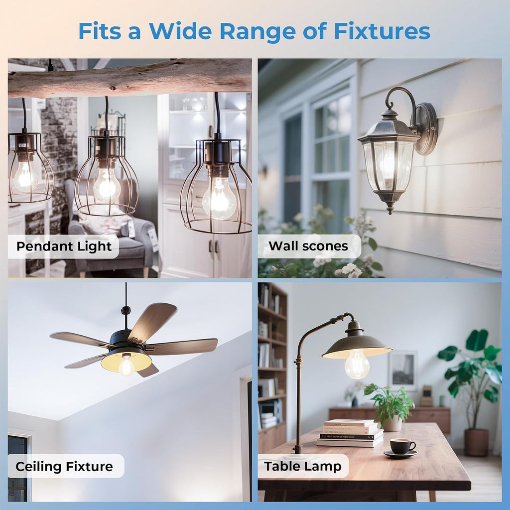 Stepless Dimmable A19 E26 LED Edison Bulbs, 60 Watt Equivalent