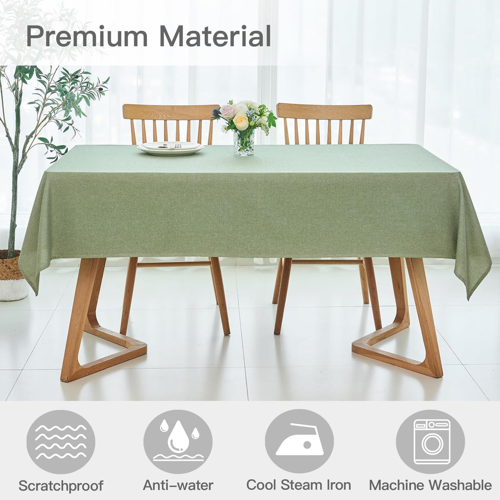 Linen Texture Tablecloth Water Resistant Antiwrinkle Spillproof Wipeable Washable Soft Fabric Table Cloth, Buffet