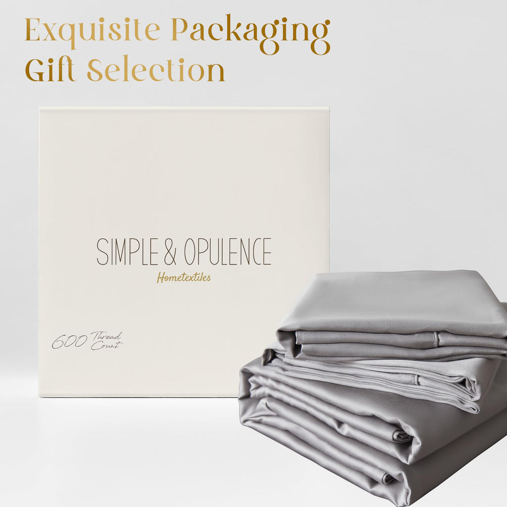 100% Supima Cotton 600 Thread Count Sheets-4 Pc Long Staple Pure Soft Sateen Weave Set-16" Deep Pocket Cooling
