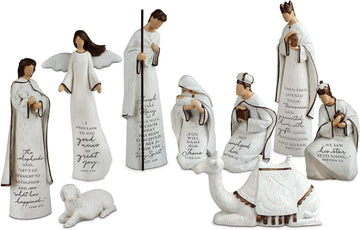 A Savior is Born 9 Piece 7.25 Inch Resin Scriptured Christmas Nativity Set