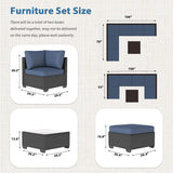 7 Piece Outdoor Patio Furniture Set, Outdoor Sectional Conversation Furniture Chair with Coffee Table