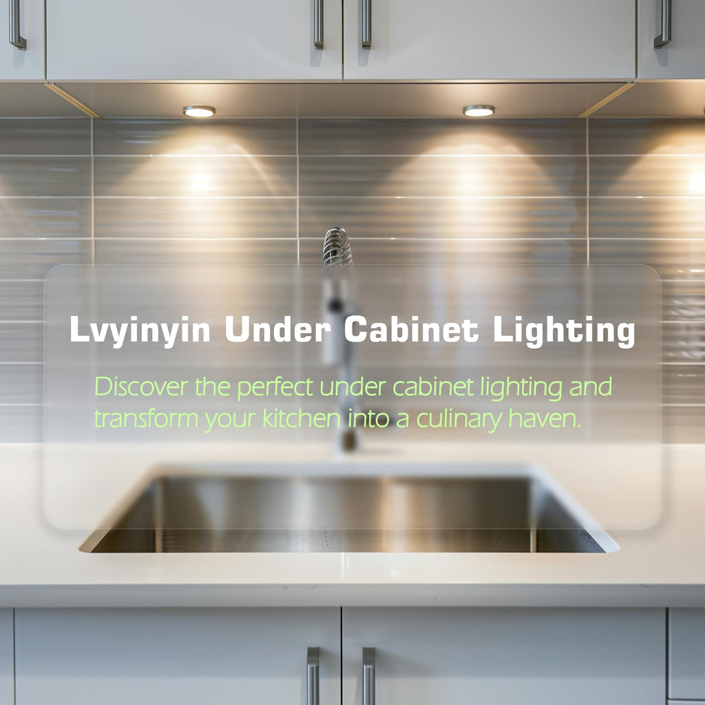 Kitchen Underneath Cabinet LED Puck Light, Hutch Backsplash Back Lighting, 110V Plug in & Hardwired, Wireless RF
