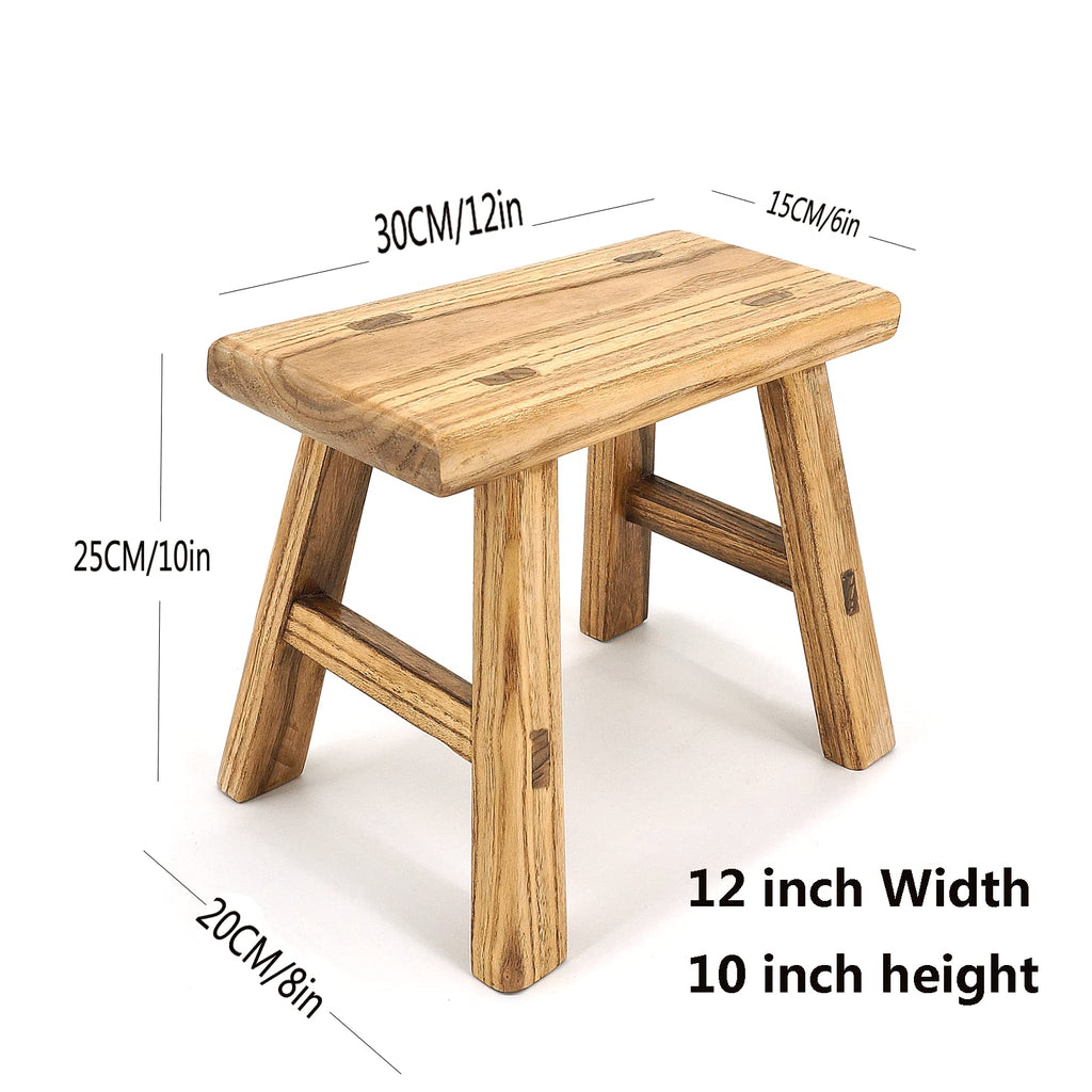 Handmade Solid Wood Stool Milking10 Height Wooden Step Stool Simple Wooden Viking (12" Long 6" Wide)