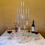2Pcs Acrylic Candelabra Centerpieces,Clear Crystal 5 Arm Candlesticks Holder with Acrylic Shade for Valentine's day