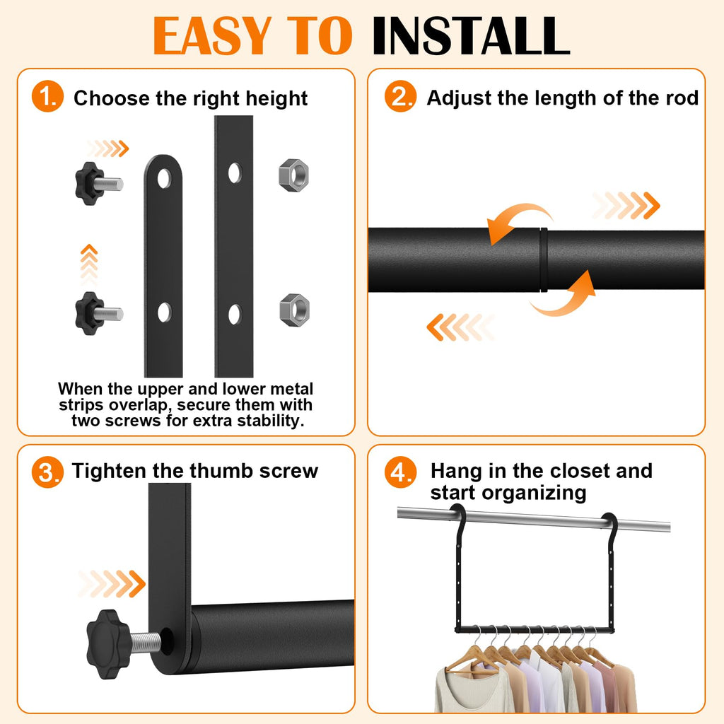 Adjustable Closet Rod for Hanging Clothes 2Pack Hanging Closet Rod Extender