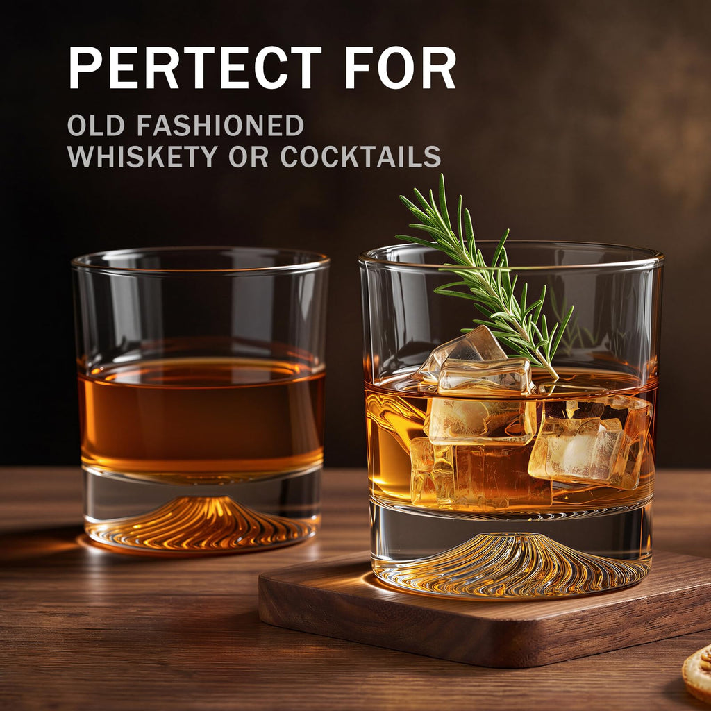 Old Fashioned Whiskey Glasses Set 4-9.5 oz Bourbon Glass
