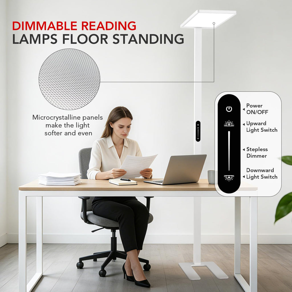 LED Floor Lamp, Super Bright Standing Lamp, White