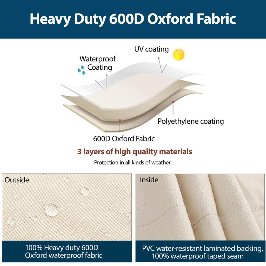 Outdoor Sectional Patio Furniture Covers - Waterproof Rip-Stop Anti-UV 600D Heavy Duty Couch Cover with 3 Air Vent