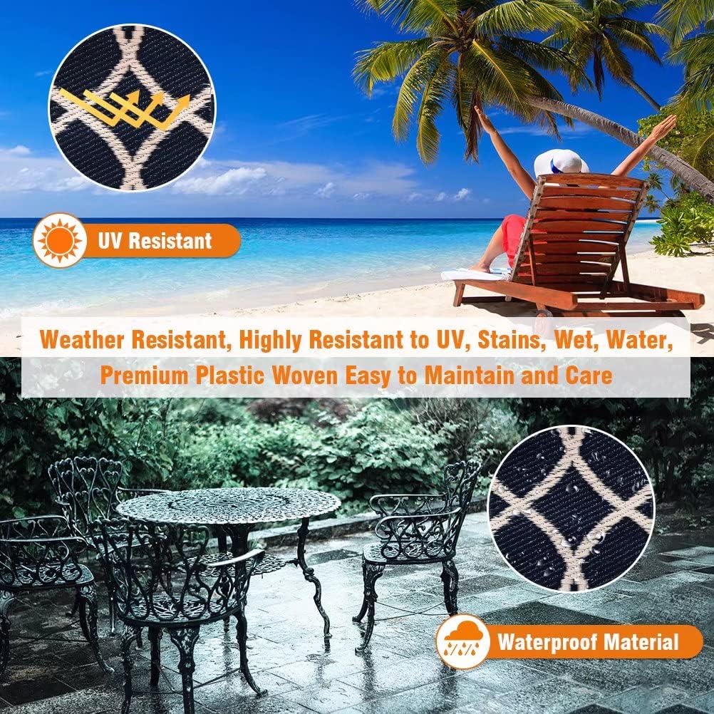 Reversible Mats - Outdoor Rugs 9'x12' s Clearance, Plastic Straw Rugs Waterproof, Portable, Outdoor RV Camping Rug
