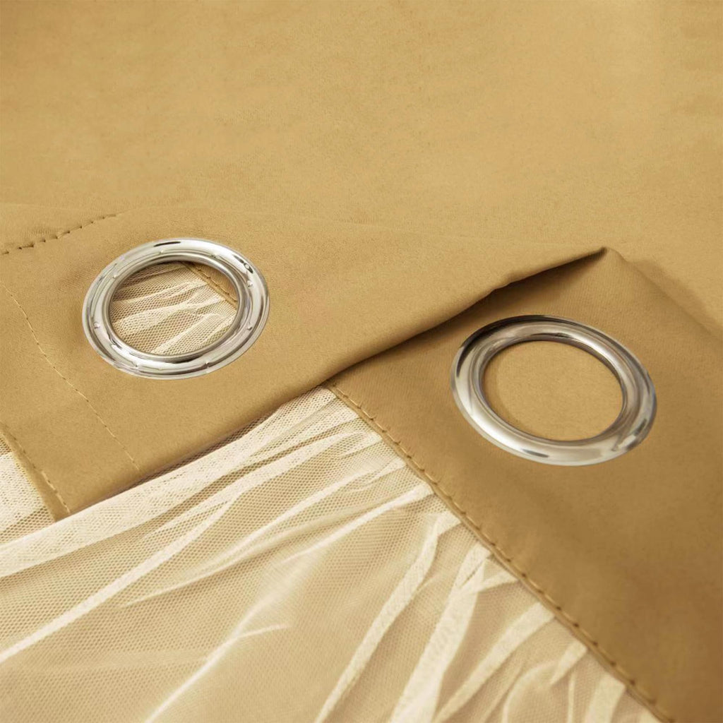 Blackout Curtains with Sheer Overlay, Gold, 52x84 Inches