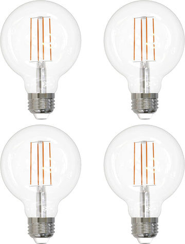 LED G25 Edison Globe Light Bulb, 8.5 Watts (100W=), Medium E26 Base, 800 Lumens, Dimmable, Clear Glass, Antique Long