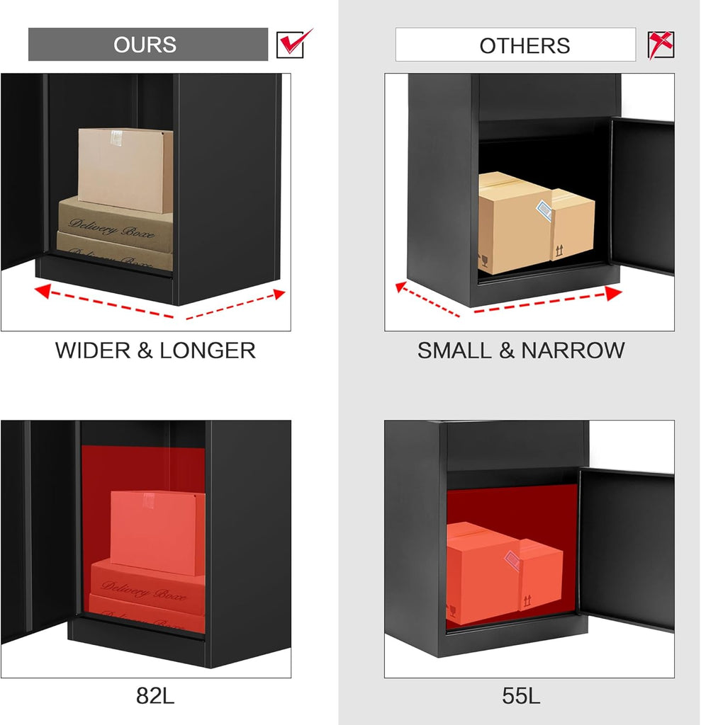 Package Delivery Boxes Parcel 19.7”x16.1x”33.5”, Anti-Theft Parcel Mailbox with Coded Lock