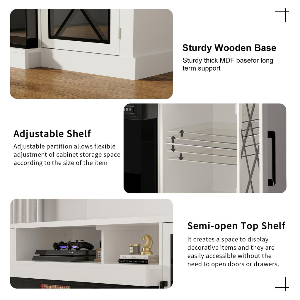 Fireplace TV Stand for TVs up to 90", 3-Sided Electric Entertainment Center with 40" LED Fireplace, Media Console