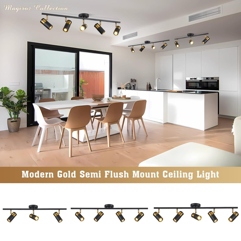 Modern 3 Light Black Track Lighting Kit Adjustable LED Kitchen Track Lighting Fixtures Ceiling Spot Light Fixture