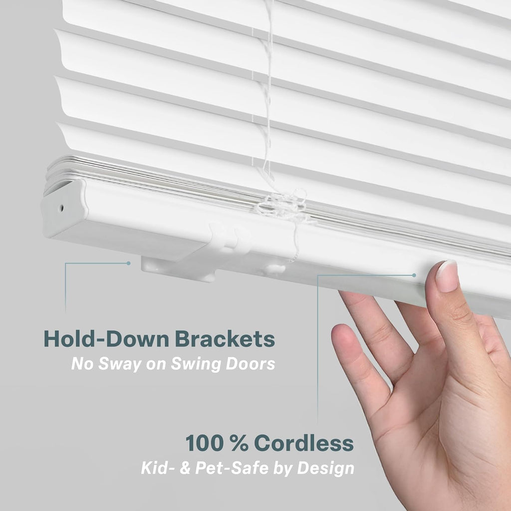 Strong Hold Magnetic Door Mini Blinds, White, 25 x 42 in